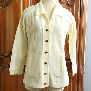 Duet creations cream  button down‎ sweater. Size large.  Gold buttonsold Money